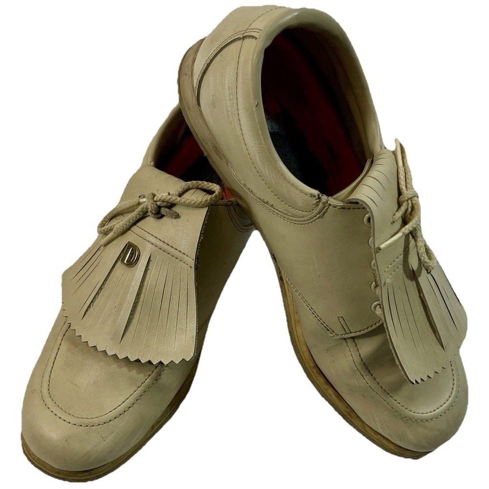 Vintage Dex Leather Golf Shoes Fringe Kiltie Spiked Sole Mens Size Unknown